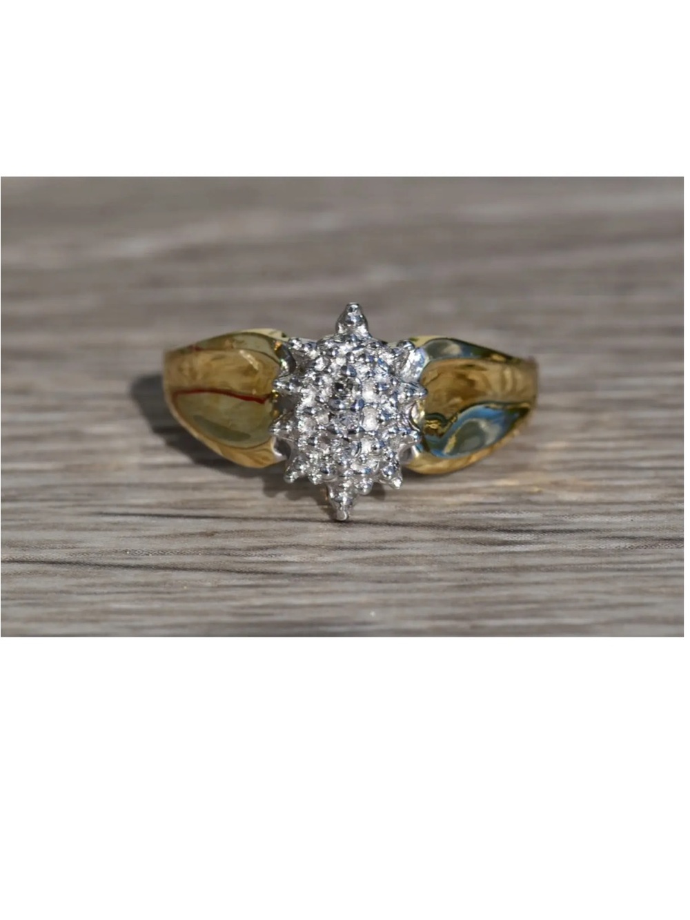 10K Gold Cluster Diamond Ring - Women Jewelry